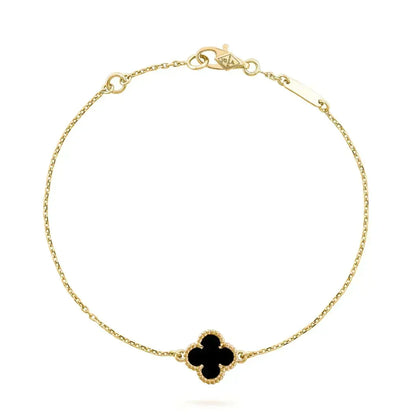 [⭐Seralia]CLOVER ONYX SINGLE FLOWER BRACELET