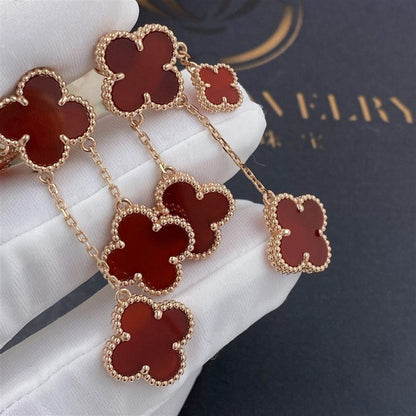 [⭐Seralia]CLOVER EARRINGS CARNELIAN 4 MOTIFS PINK GOLD