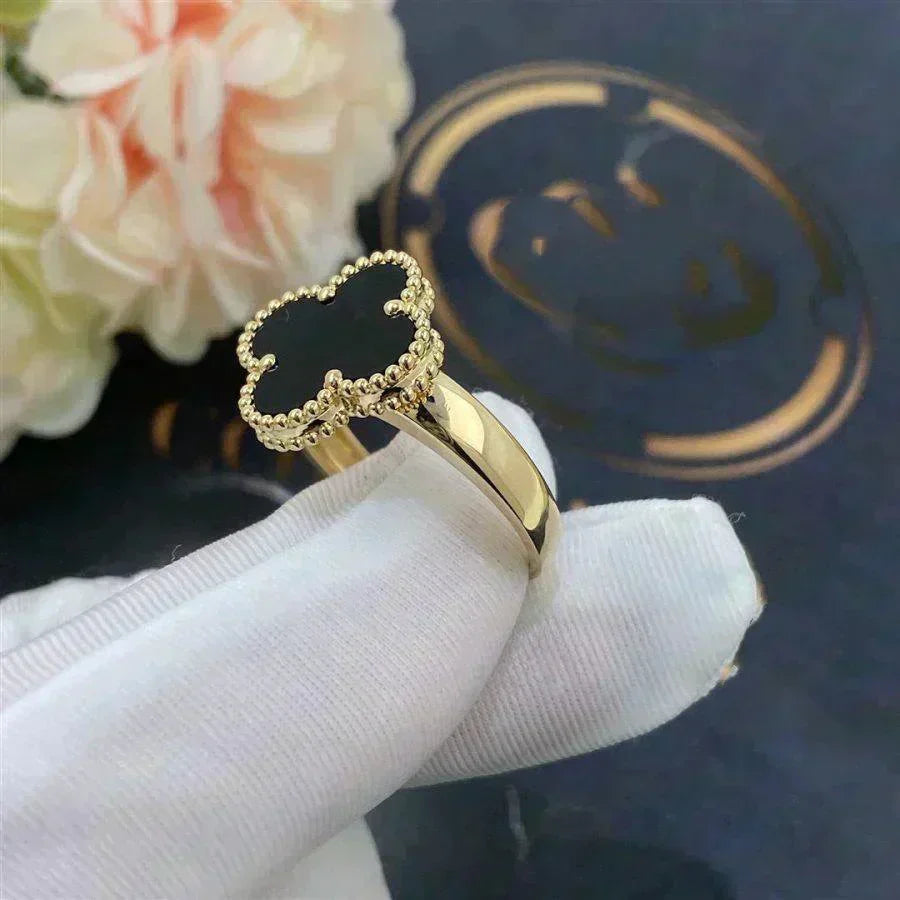 [⭐Seralia]CLOVER ONYX RING