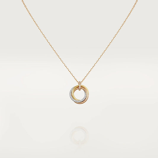 [⭐Seralia]TRINITY NECKLACE SILVER GOLD PINK GOLD DIAMONDS