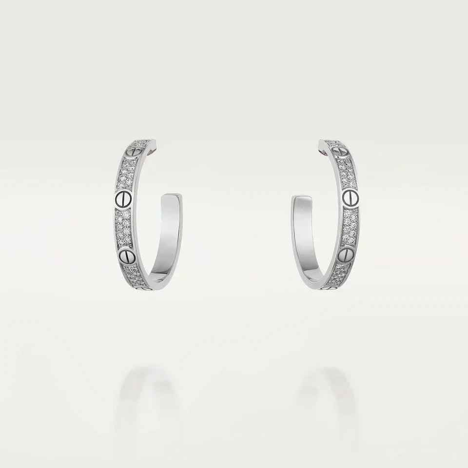 [⭐Seralia]LOVE DIAMOND SILVER HOOP EARRINGS