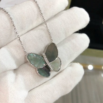 [⭐Seralia]LARGE BUTTERFLY SILVER PENDANT DIAMOND NECKLACE