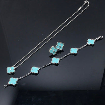 [⭐Seralia]CLOVER 1 DIAMOND BLUE SKY SILVER EARRINGS