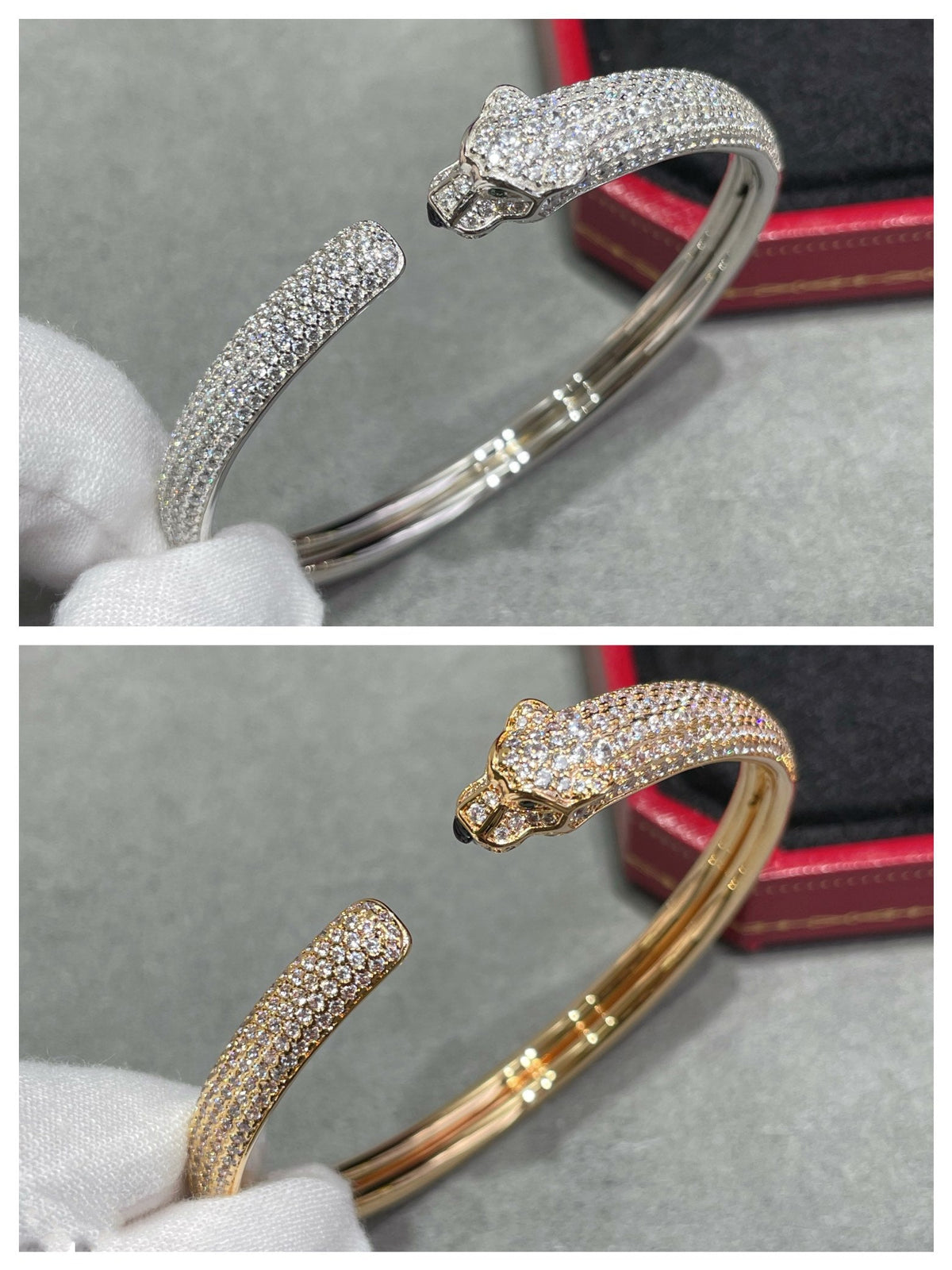 [⭐Seralia]PANTHERE FULL DIAMOND OPEN BRACELET
