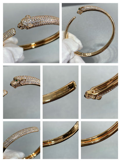 [⭐Seralia]PANTHERE FULL DIAMOND OPEN BRACELET