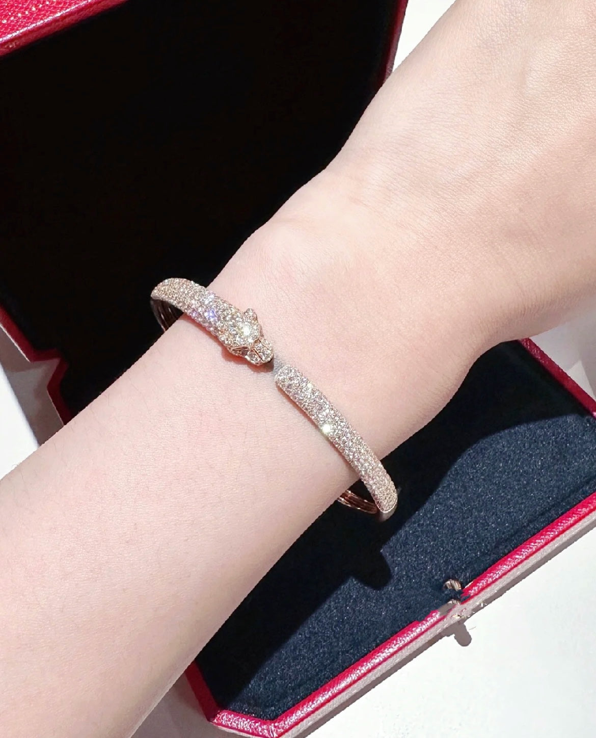 [⭐Seralia]PANTHERE FULL DIAMOND OPEN BRACELET