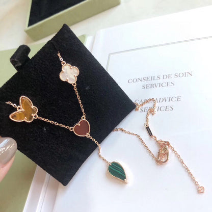 [⭐Seralia]LUCKY SPRING 4 MOTIFS ROSE GOLD NECKLACE