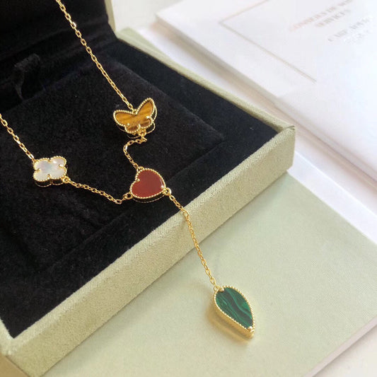 [⭐Seralia]LUCKY SPRING 4 MOTIFS ROSE GOLD NECKLACE
