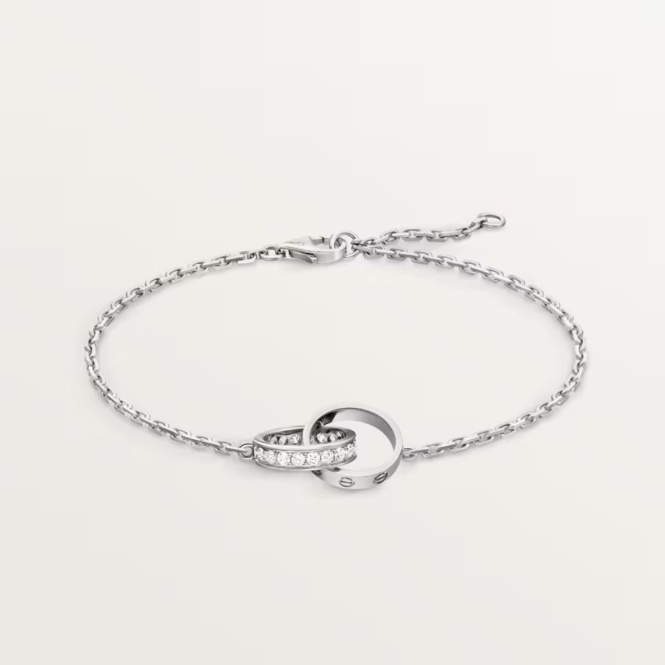 [⭐Seralia]LOVE DOUBLE RING HALF DIAMOND BRACELET