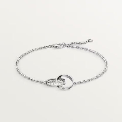[⭐Seralia]LOVE DOUBLE RING HALF DIAMOND BRACELET