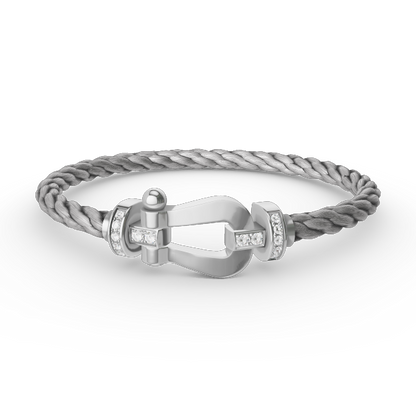 [⭐Seralia]FORCE LARGE HORSESHOE HALF DIAMOND BRACELET SILVER