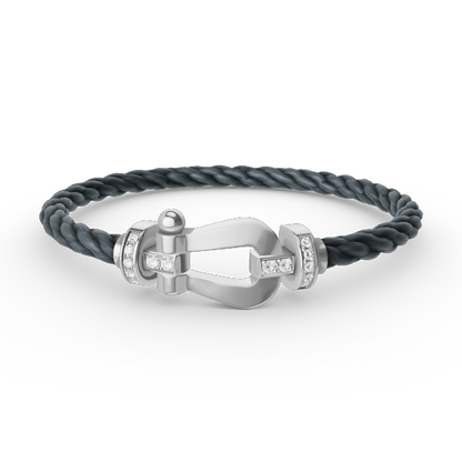 [⭐Seralia]FORCE LARGE HORSESHOE HALF DIAMOND BRACELET SILVER