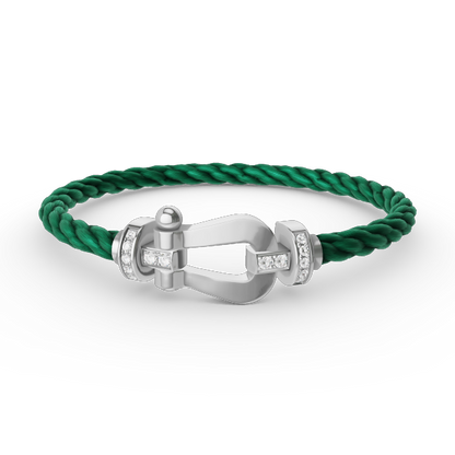 [⭐Seralia]FORCE LARGE HORSESHOE HALF DIAMOND BRACELET SILVER