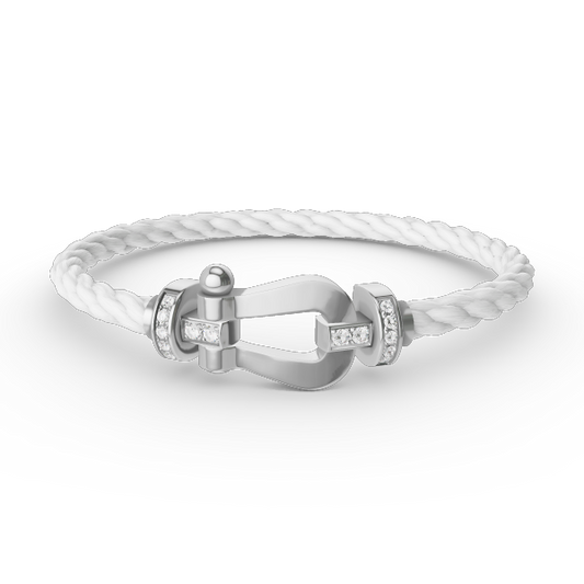 [⭐Seralia]FORCE LARGE HORSESHOE HALF DIAMOND BRACELET SILVER