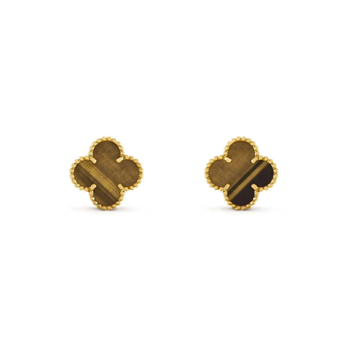[⭐Seralia]CLOVER MEDIUM 1 MOTIFS TIGER EYE EARRINGS