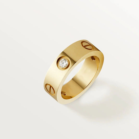 [⭐Seralia]LOVE RING 5.5MM 3 DIAMONDS PINK GOLD