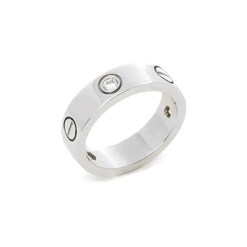 [⭐Seralia]LOVE RING 5.5MM 3 DIAMONDS SILVER